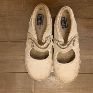 Keds white leather girls 12